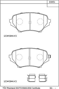 Asimco KD3051 - Тормозные колодки, дисковые, комплект avtokuzovplus.com.ua