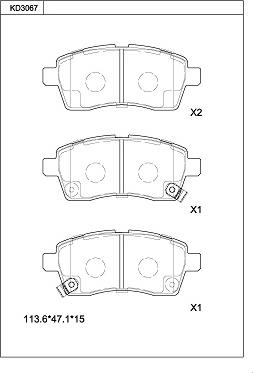 Asimco KD3067 - Тормозные колодки, дисковые, комплект autodnr.net