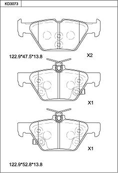 Asimco KD3073 - Тормозные колодки, дисковые, комплект avtokuzovplus.com.ua