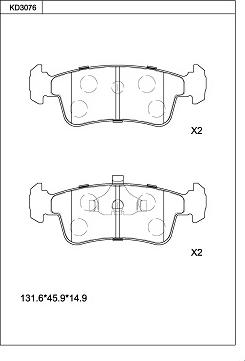 Asimco KD3076 - Тормозные колодки, дисковые, комплект avtokuzovplus.com.ua