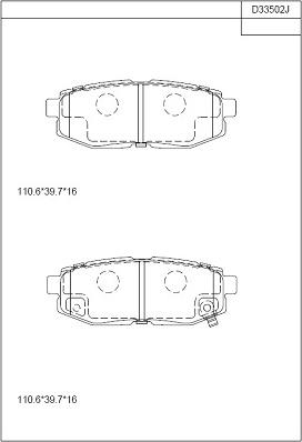 Asimco KD33502 - Гальмівні колодки, дискові гальма autocars.com.ua