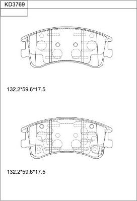 Asimco KD3769 - Тормозные колодки, дисковые, комплект avtokuzovplus.com.ua