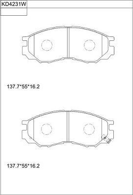 Asimco KD4231W - Тормозные колодки, дисковые, комплект autodnr.net