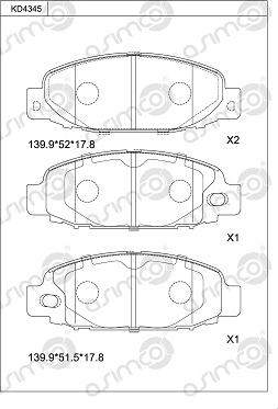 Asimco KD4345 - Гальмівні колодки, дискові гальма autocars.com.ua