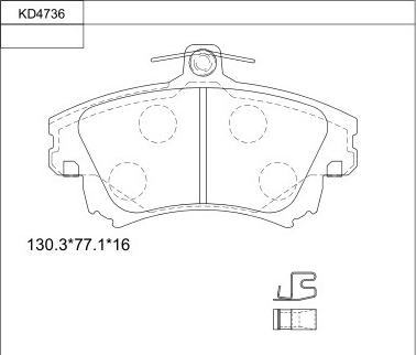 Asimco KD4736 - Тормозные колодки, дисковые, комплект avtokuzovplus.com.ua