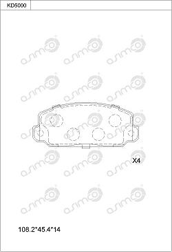 Asimco KD5000 - Тормозные колодки, дисковые, комплект avtokuzovplus.com.ua