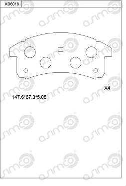 Asimco KD6018 - Гальмівні колодки, дискові гальма autocars.com.ua