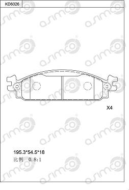 Asimco KD6026 - Тормозные колодки, дисковые, комплект avtokuzovplus.com.ua