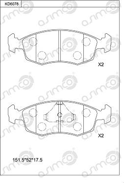 Asimco KD6078 - Гальмівні колодки, дискові гальма autocars.com.ua