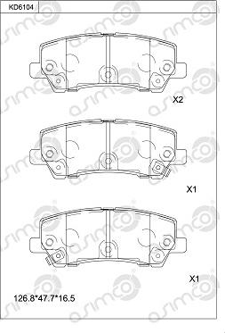 Asimco KD6104 - Тормозные колодки, дисковые, комплект autodnr.net