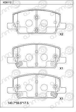 Asimco KD6112 - Гальмівні колодки, дискові гальма autocars.com.ua