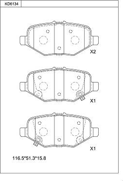 Asimco KD6134 - Тормозные колодки, дисковые, комплект autodnr.net