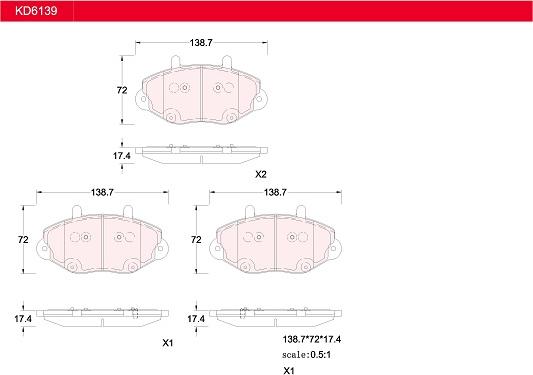 Asimco KD6139 - Гальмівні колодки, дискові гальма autocars.com.ua