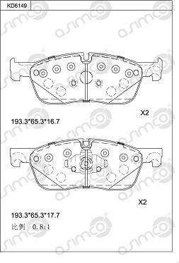 Asimco KD6149 - Тормозные колодки, дисковые, комплект avtokuzovplus.com.ua