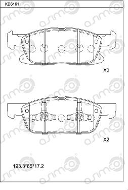 Asimco KD6161 - Гальмівні колодки, дискові гальма autocars.com.ua