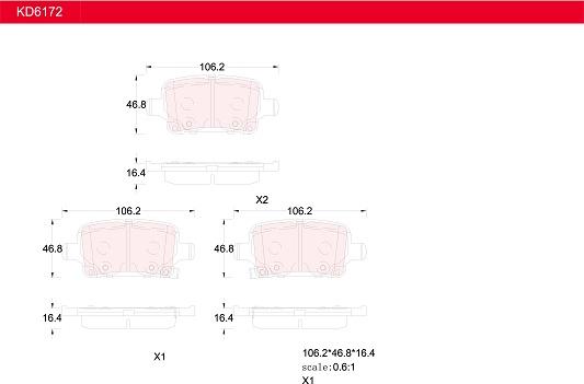 Asimco KD6172 - Тормозные колодки, дисковые, комплект avtokuzovplus.com.ua