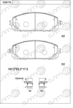 Asimco KD6175 - Гальмівні колодки, дискові гальма autocars.com.ua