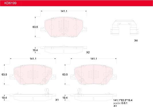 Asimco KD6199 - Гальмівні колодки, дискові гальма autocars.com.ua