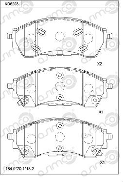 Asimco KD6203 - Гальмівні колодки, дискові гальма autocars.com.ua