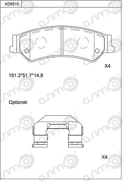 Asimco KD6510 - Гальмівні колодки, дискові гальма autocars.com.ua