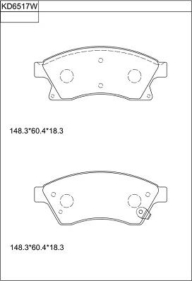 Asimco KD6517W - Тормозные колодки, дисковые, комплект autodnr.net