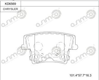 Asimco KD6569 - Тормозные колодки, дисковые, комплект avtokuzovplus.com.ua