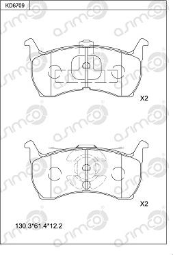 Asimco KD6709 - Тормозные колодки, дисковые, комплект avtokuzovplus.com.ua