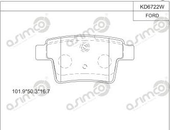 Asimco KD6722W - Тормозные колодки, дисковые, комплект avtokuzovplus.com.ua