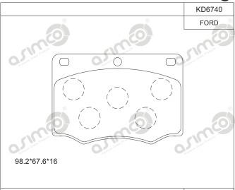 Asimco KD6740 - Гальмівні колодки, дискові гальма autocars.com.ua