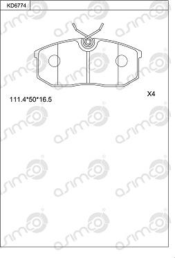 Asimco KD6774 - Гальмівні колодки, дискові гальма autocars.com.ua