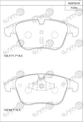 Asimco KD6781W - Гальмівні колодки, дискові гальма autocars.com.ua