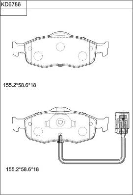 Asimco KD6786 - Тормозные колодки, дисковые, комплект autodnr.net