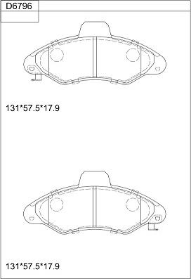 Asimco KD6796 - Гальмівні колодки, дискові гальма autocars.com.ua