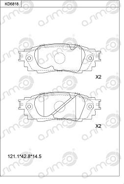 Asimco KD6818 - Гальмівні колодки, дискові гальма autocars.com.ua