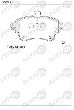 Asimco KD7005 - Тормозные колодки, дисковые, комплект autodnr.net