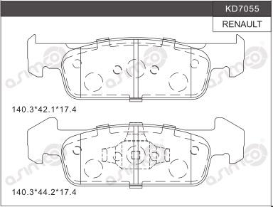 Asimco KD7055 - Тормозные колодки, дисковые, комплект avtokuzovplus.com.ua