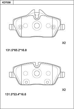 Asimco KD7058 - Тормозные колодки, дисковые, комплект avtokuzovplus.com.ua