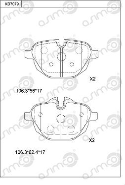 Asimco KD7079 - Гальмівні колодки, дискові гальма autocars.com.ua