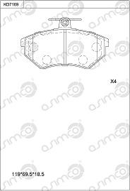 Asimco KD7169 - Гальмівні колодки, дискові гальма autocars.com.ua