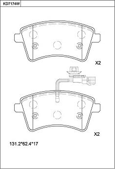 Asimco KD7174W - Тормозные колодки, дисковые, комплект autodnr.net