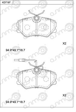 Asimco KD7197 - Гальмівні колодки, дискові гальма autocars.com.ua