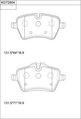 Asimco KD72804 - Гальмівні колодки, дискові гальма autocars.com.ua