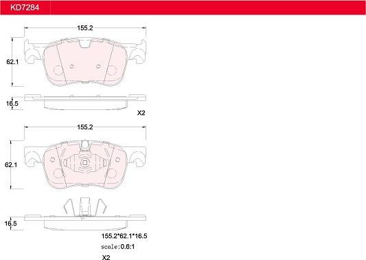 Asimco KD7284 - Гальмівні колодки, дискові гальма autocars.com.ua