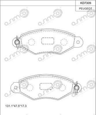 Asimco KD7309 - Гальмівні колодки, дискові гальма autocars.com.ua