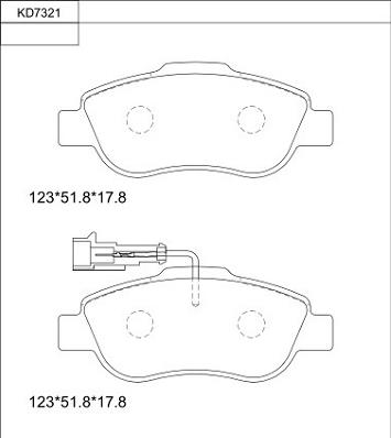 Asimco KD7321 - Гальмівні колодки, дискові гальма autocars.com.ua