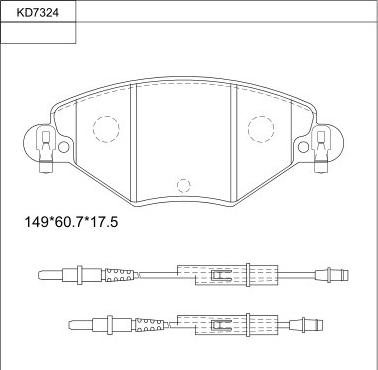 Asimco KD7324 - Тормозные колодки, дисковые, комплект avtokuzovplus.com.ua