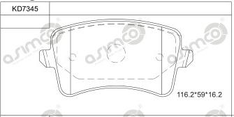 Asimco KD7345 - Гальмівні колодки, дискові гальма autocars.com.ua