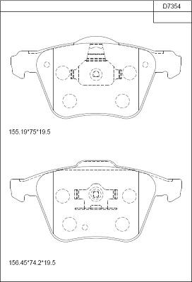 Asimco KD7354 - Тормозные колодки, дисковые, комплект avtokuzovplus.com.ua