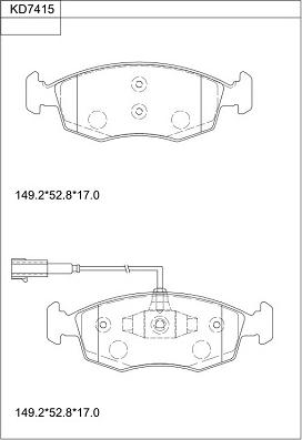 Asimco KD7415 - Тормозные колодки, дисковые, комплект avtokuzovplus.com.ua