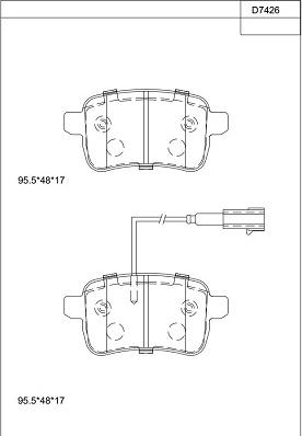 Asimco KD7426 - Тормозные колодки, дисковые, комплект avtokuzovplus.com.ua